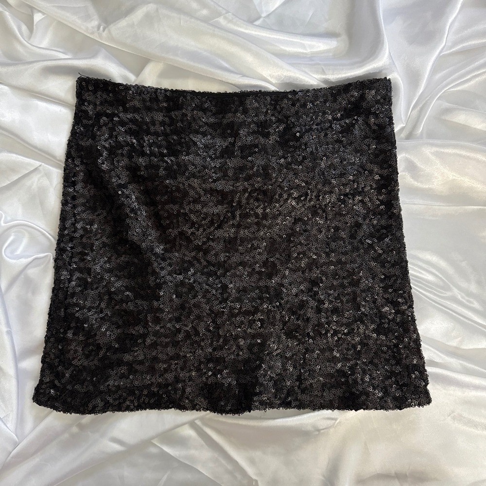 DejaVu Womens Black Sequin Tube Top Strapless Party Shimmer Bodice Blouse - Picture 3 of 4